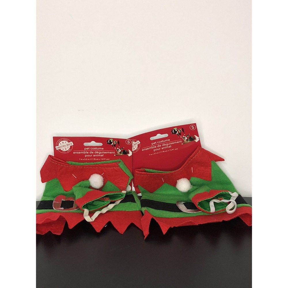 2 Sets Christmas Elf Dog Costume Apparel Dog Easy On Off Sizes Small